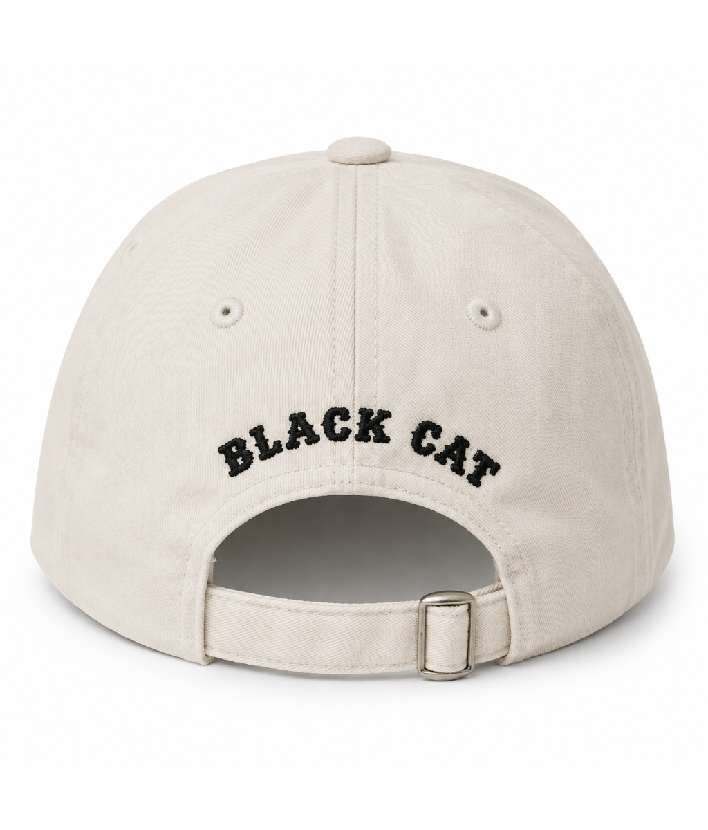 Black Cat Cowboy Dad Cap | Premium Embroidered Cotton Hat