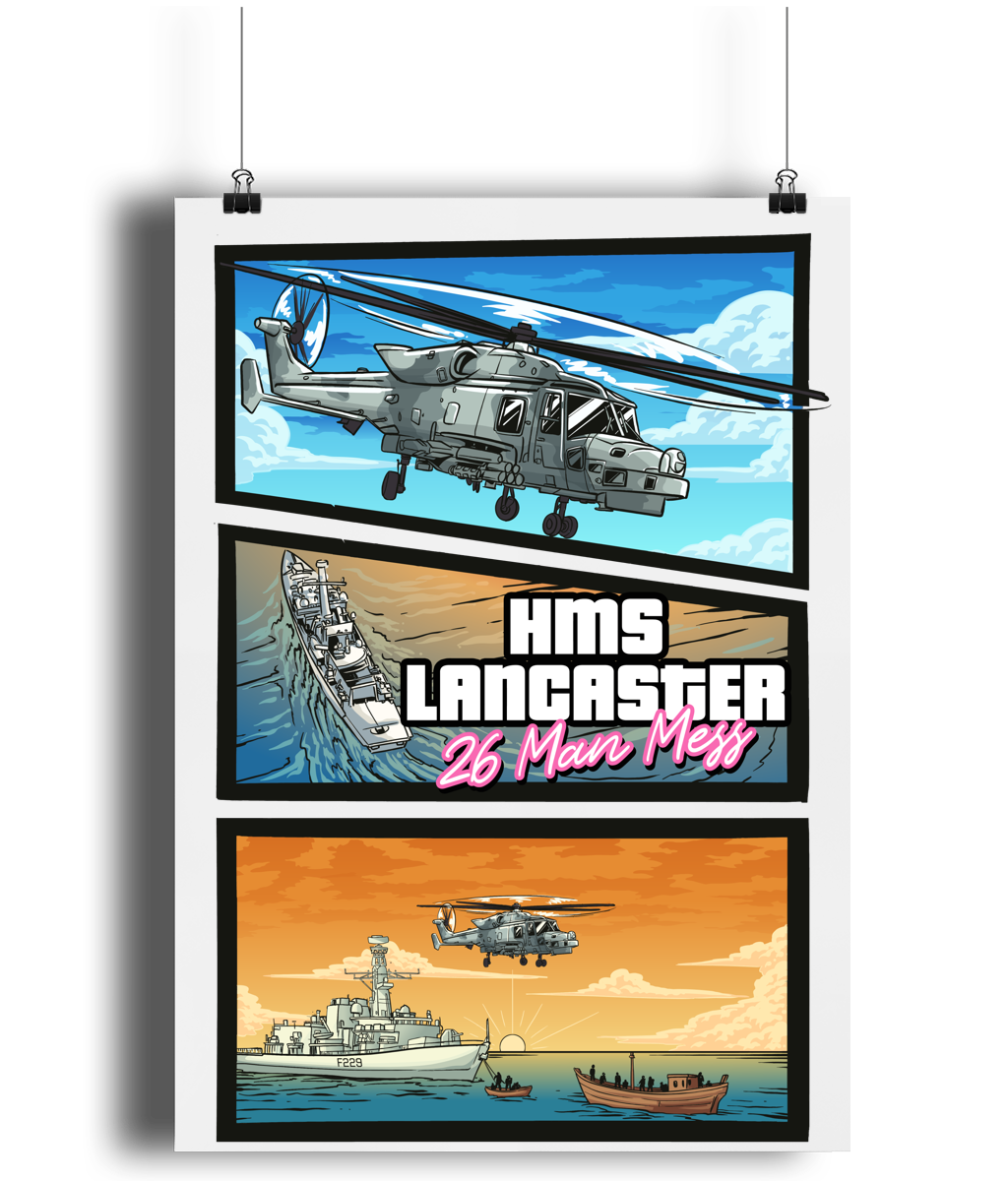 HMS Lancaster 26 Man Mess GTA Poster by The Chits Inn