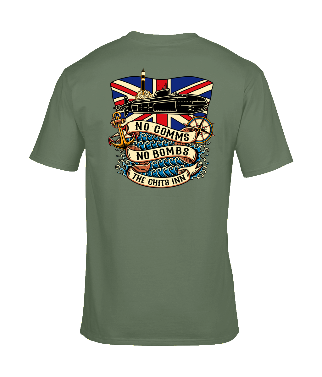 No Comms No Bombs Submarine Tee | Military Nautical Design | Black Unisex T-Shirt