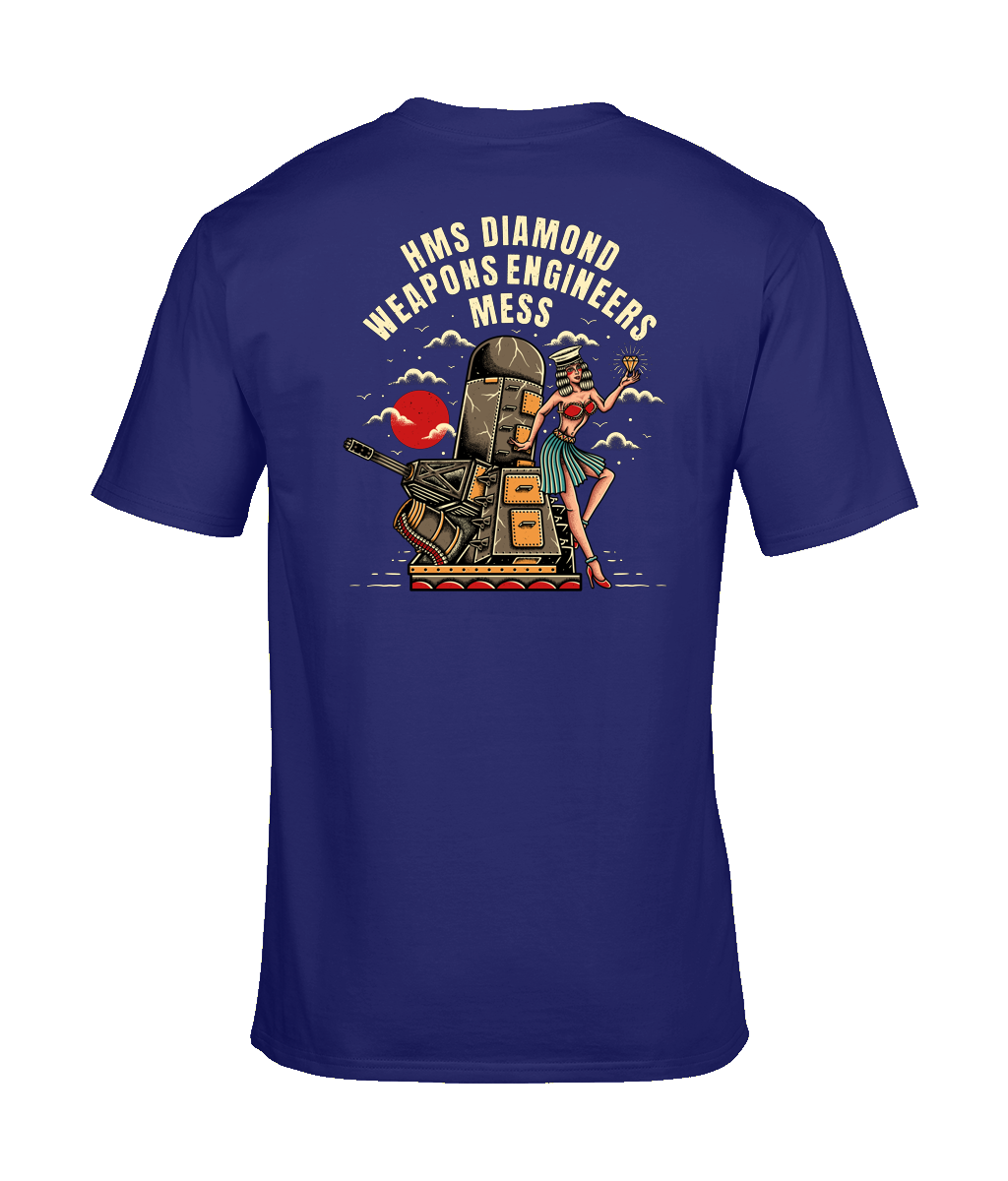 HMS Diamond Weapons Engineers Mess Tee – Sailor Jerry Style Naval Graphic T-Shirt