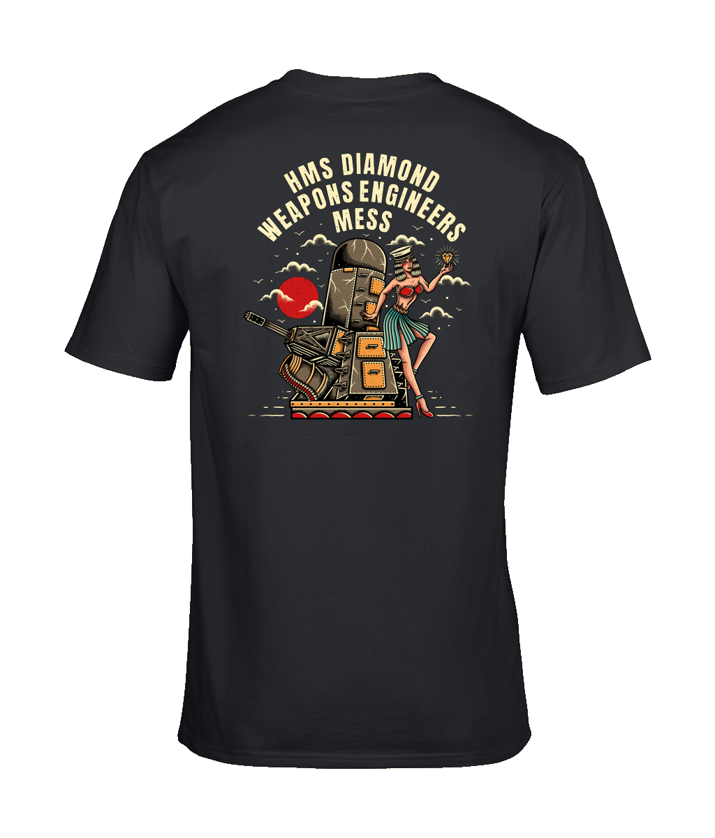 HMS Diamond Weapons Engineers Mess Tee – Sailor Jerry Style Naval Graphic T-Shirt