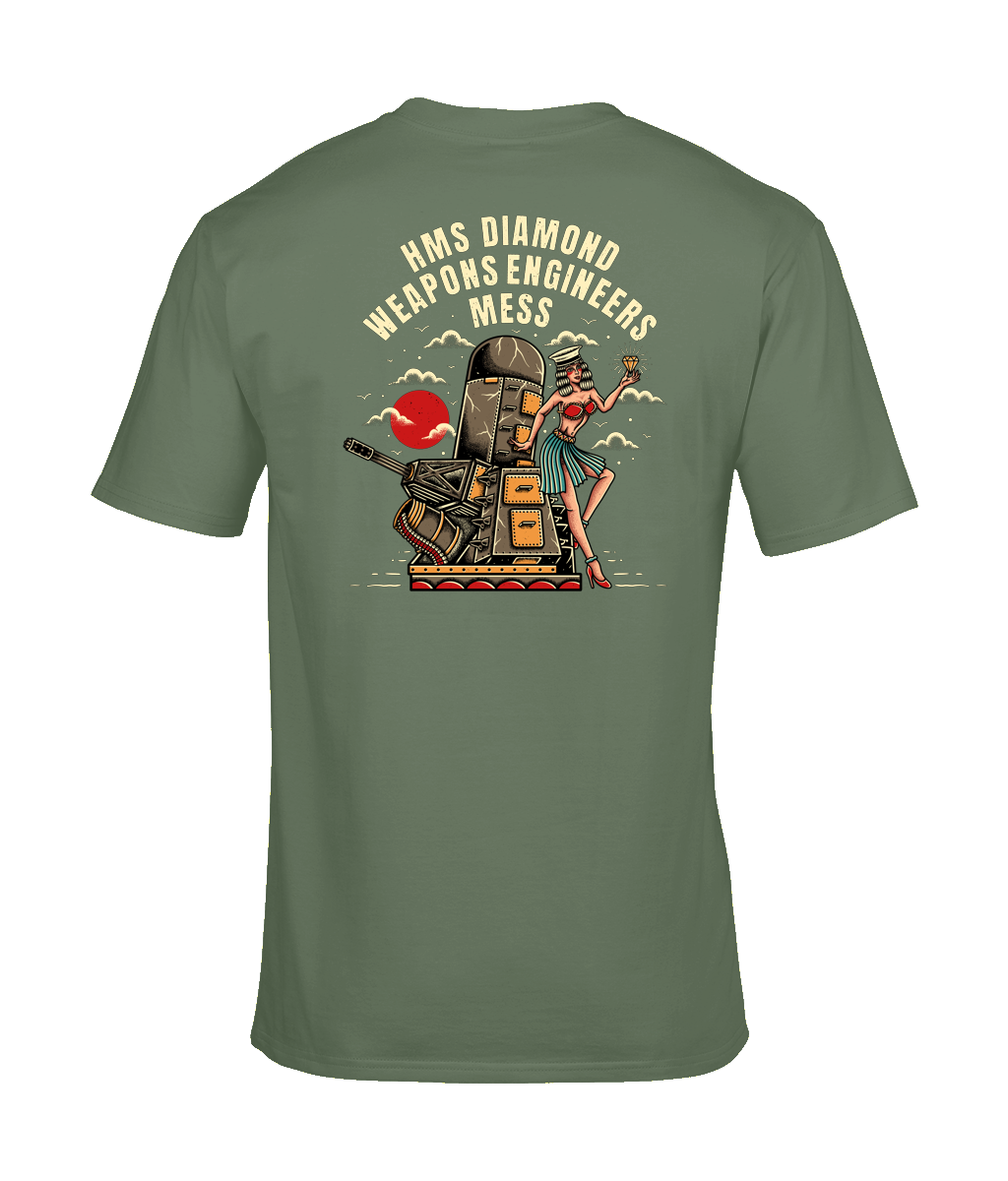 HMS Diamond Weapons Engineers Mess Tee – Sailor Jerry Style Naval Graphic T-Shirt