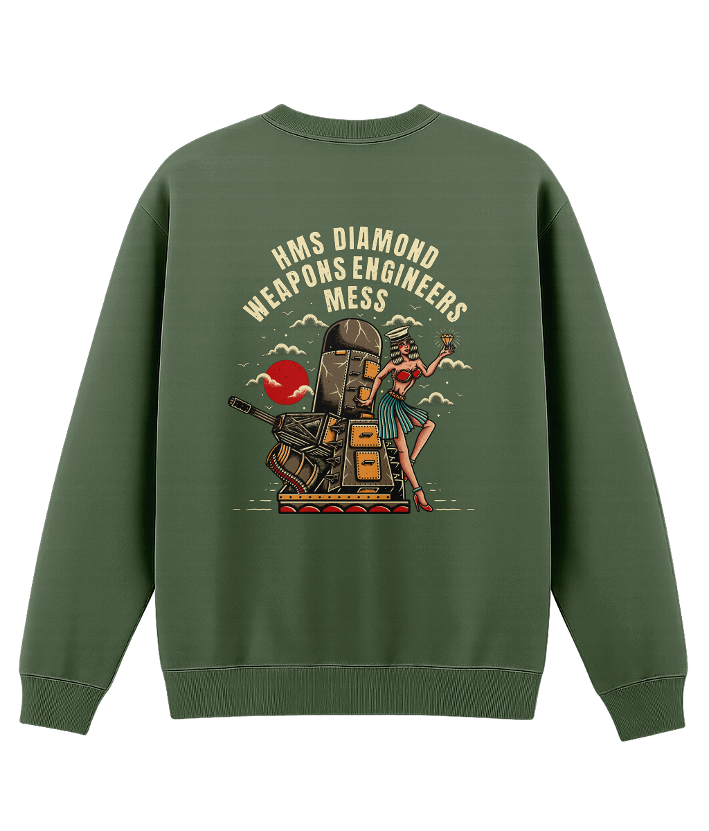 HMS Diamond Weapons Engineers Mess Sweatshirt – Sailor Jerry Style Naval Graphic Crewneck