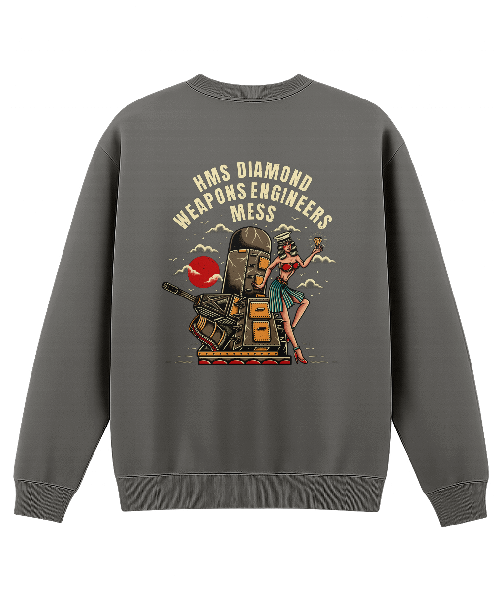 HMS Diamond Weapons Engineers Mess Sweatshirt – Sailor Jerry Style Naval Graphic Crewneck