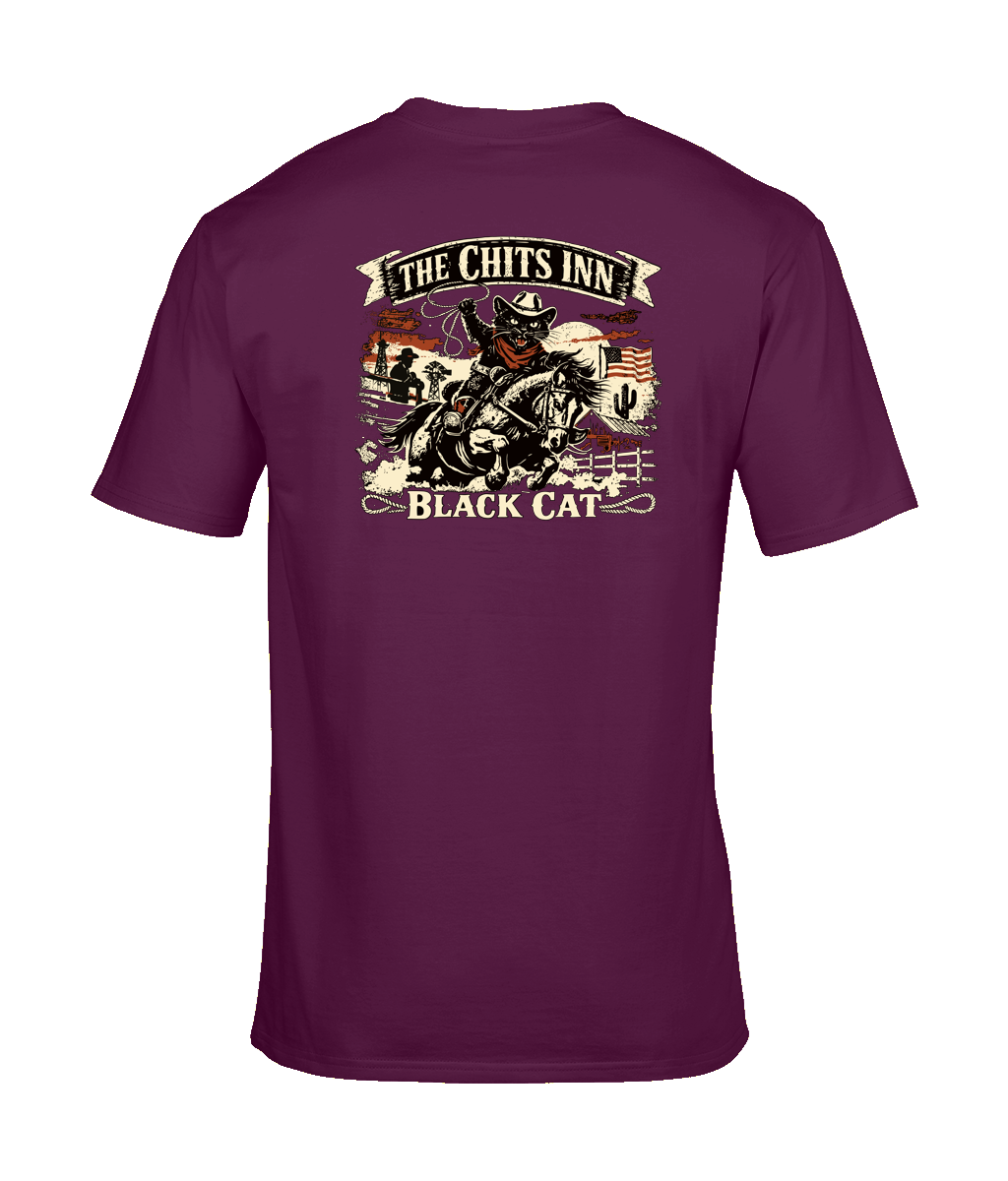 The Chits Inn “Black Cat” Cowboy Tee – Western Outlaw Edition