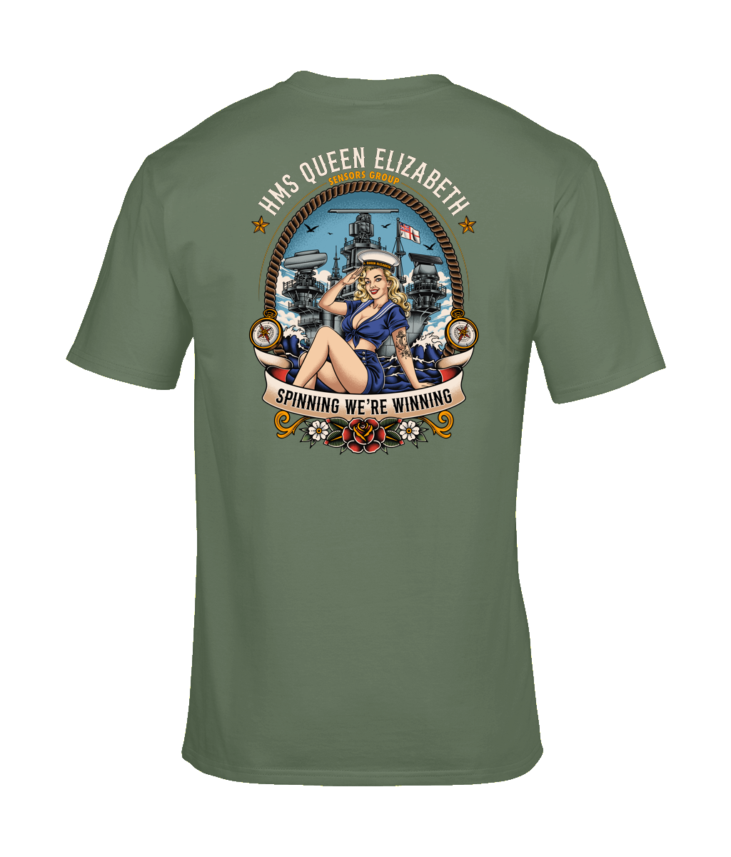 HMS Queen Elizabeth Sensors Group – “Spinning We’re Winning” T-Shirt