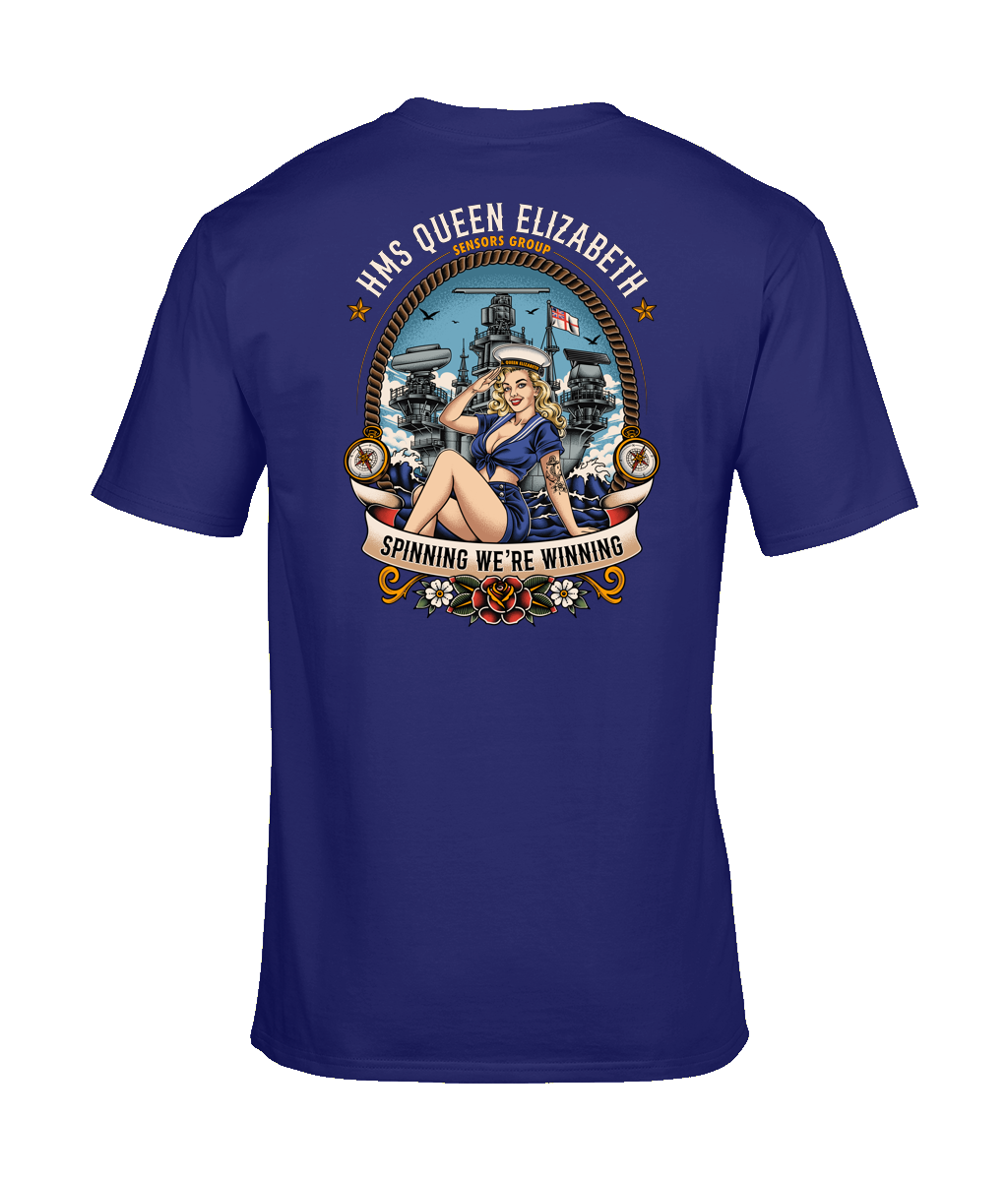 HMS Queen Elizabeth Sensors Group – “Spinning We’re Winning” T-Shirt
