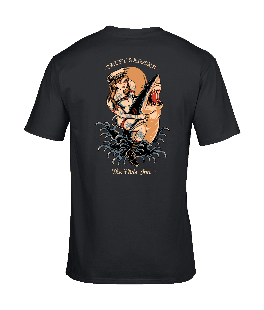 Salty Sailors T-Shirt – Vintage Nautical Pin-Up Graphic Tee | Lightweight & Heavyweight Options