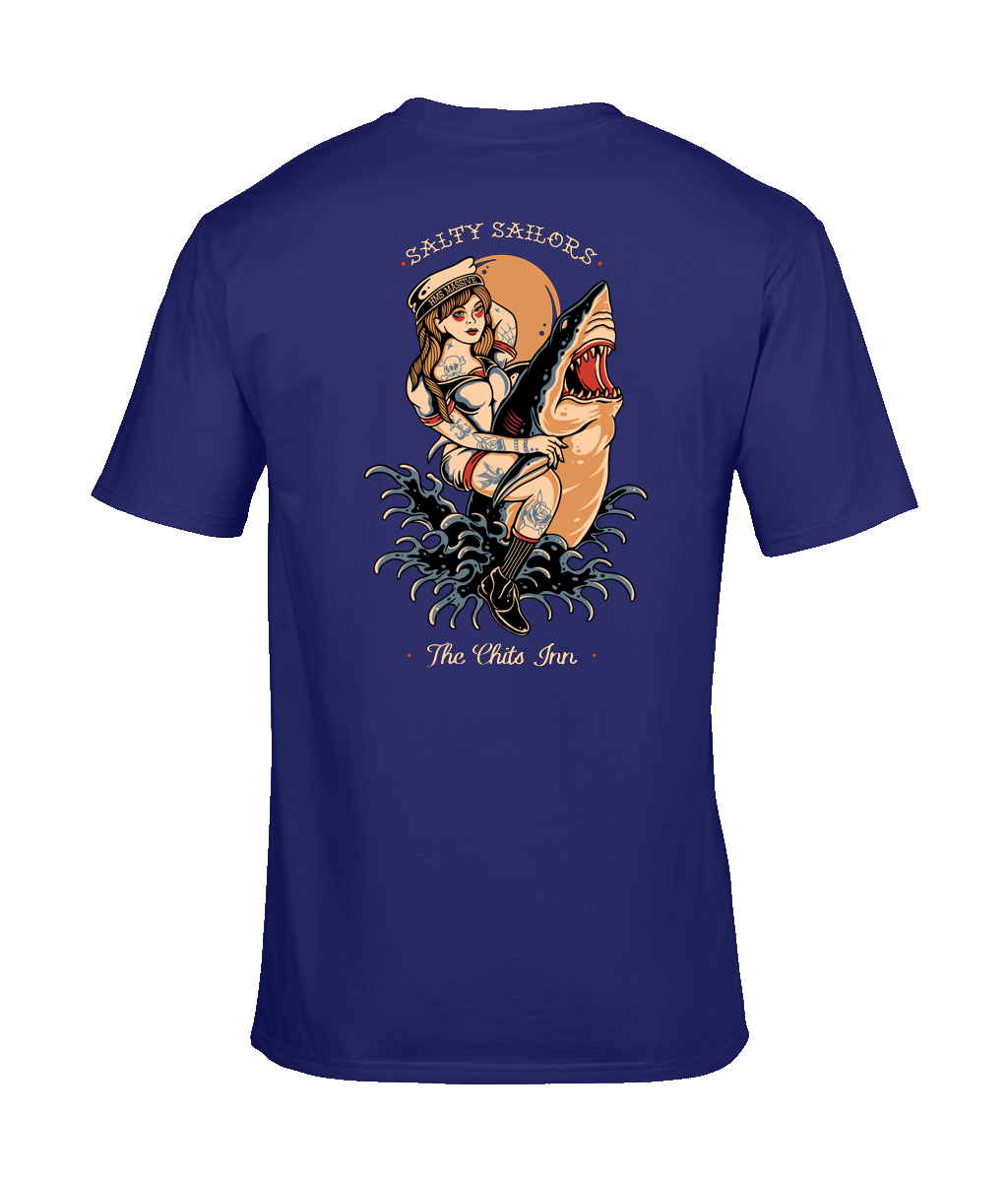 Salty Sailors T-Shirt – Vintage Nautical Pin-Up Graphic Tee | Lightweight & Heavyweight Options