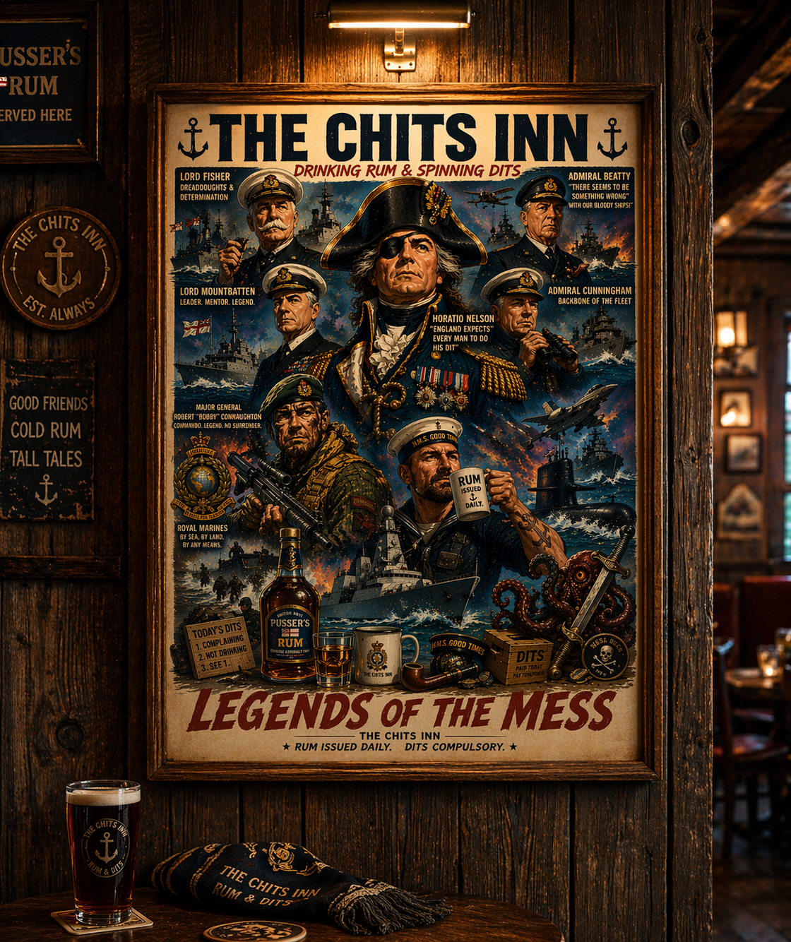 Legends of the Mess Poster | Royal Navy & Royal Marines Artwork | The Chits Inn