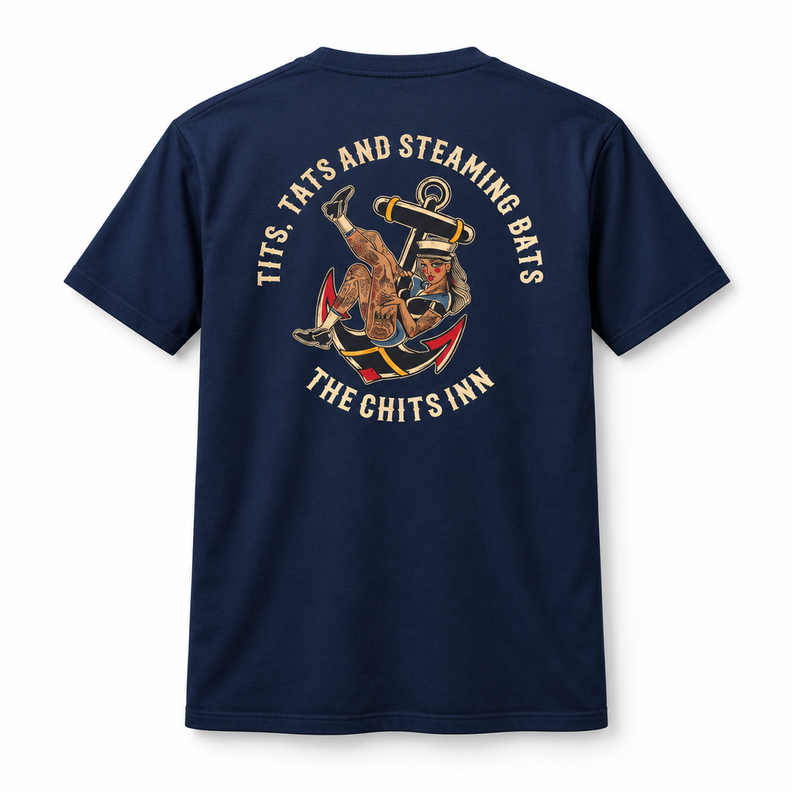 Tits, Tats and Steaming Bats Unisex T-Shirt | Bold Navy Tee