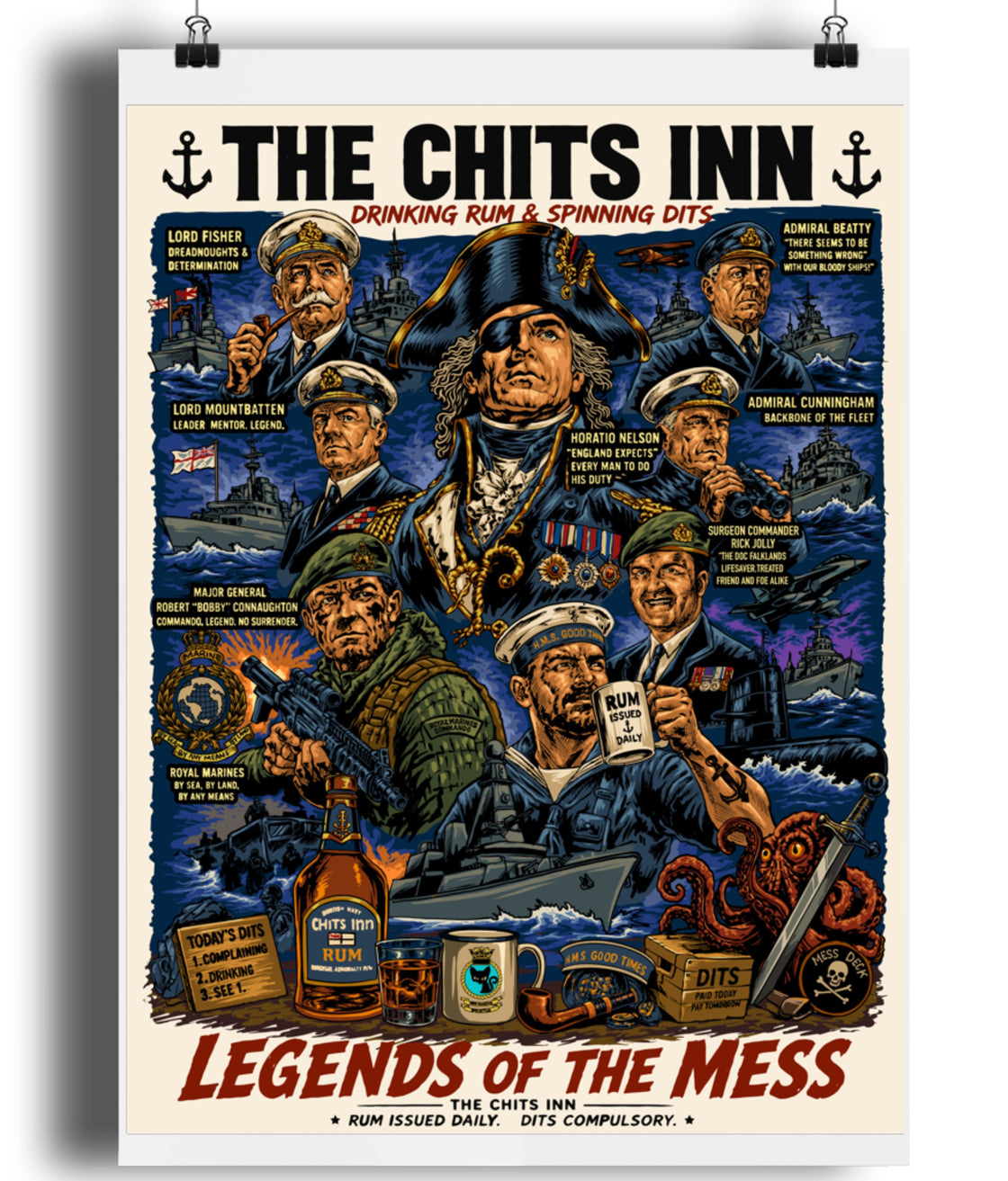 Legends of the Mess Poster | Royal Navy & Royal Marines Artwork | The Chits Inn