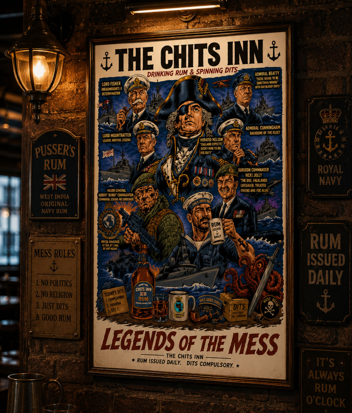 Legends of the Mess Poster | Royal Navy & Royal Marines Artwork | The Chits Inn