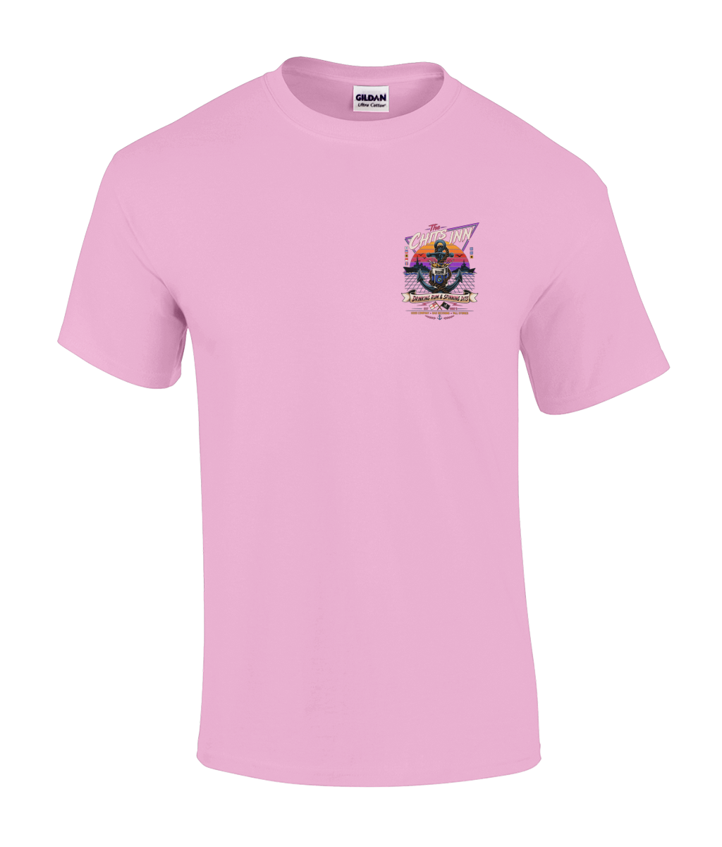The Chits Inn Retro 80’s Navy T-Shirt – Drinking Rum & Spinning Dits