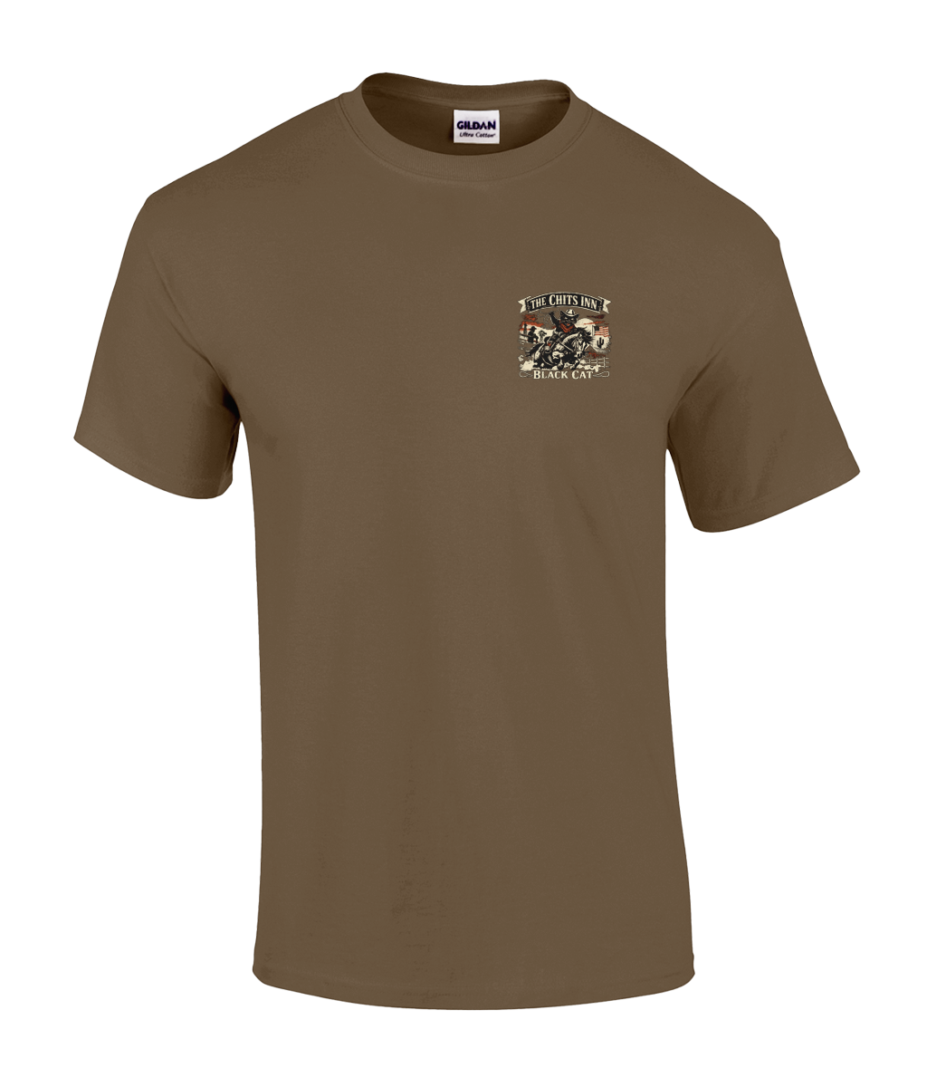 The Chits Inn “Black Cat” Cowboy Tee – Western Outlaw Edition