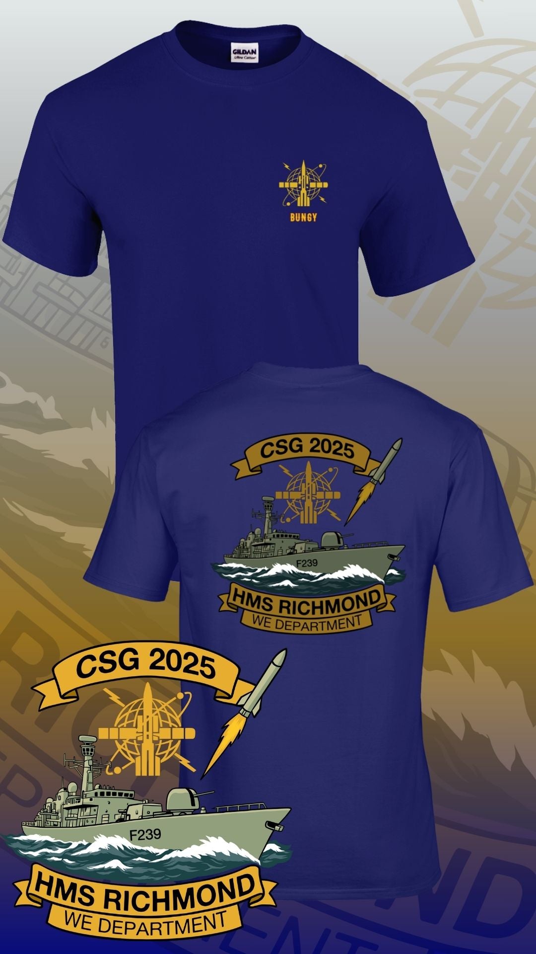 HMS Richmond WE Department T-Shirts – Personalised, 100% Cotton