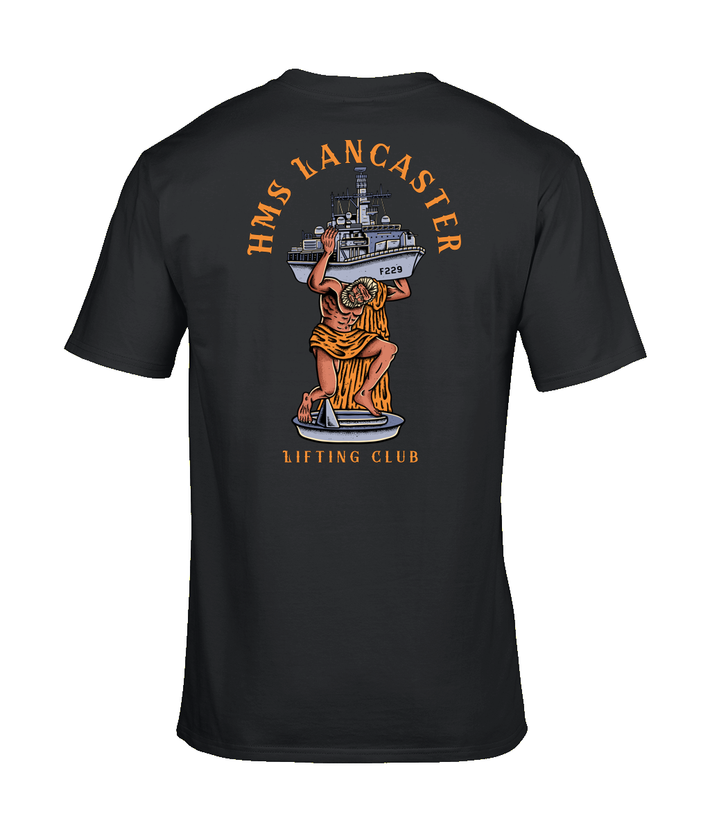 HMS Lancaster Lifting Club Tee | Royal Navy Fitness Shirt by The Chits Inn