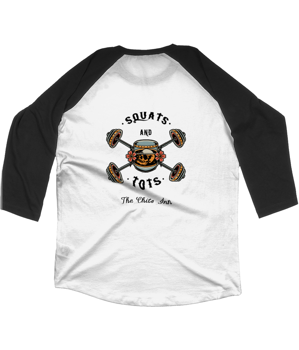 Squats and Tots Classic Baseball Tee – Unisex 3/4 Sleeve, Soft Triblend, Gym & Casual Wear